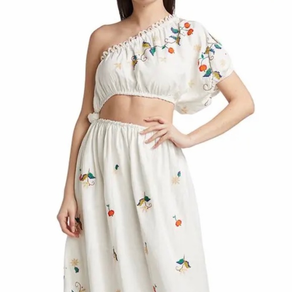 FARM RIO Pitanga Embroidery One Shoulder Cut Out Maxi Dress - Picture 9 of 16